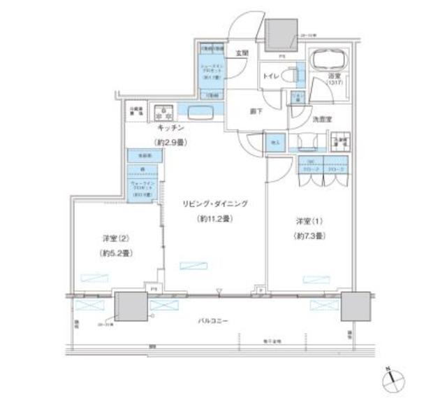 パークシティ柏の葉キャンパス ザ・ゲート(2LDK/24階)の間取り写真