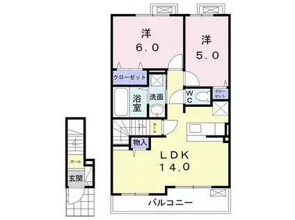 カーサ カメリア(2LDK/2階)の間取り写真