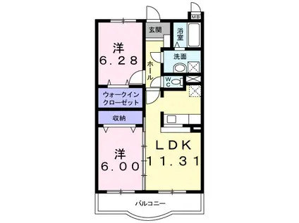 フォレストコート・アゼリア(2LDK/2階)の間取り写真