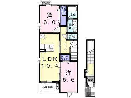 ホクレア1(2LDK/2階)の間取り写真