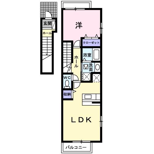 リードスクリーンⅥ(1LDK/2階)の間取り写真