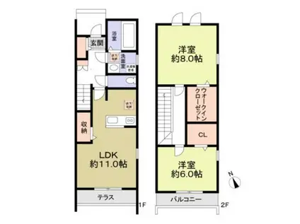 グランディールカシワタナカ　Ｆ棟(2LDK)の間取り写真