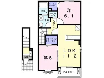 ウーノ A(2LDK/2階)の間取り写真