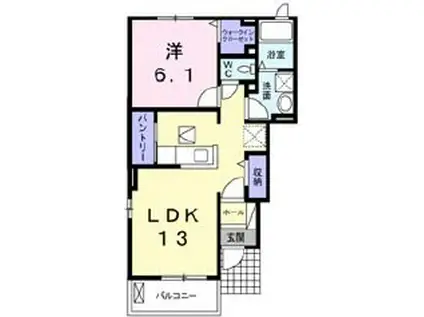 アルトゥーラ1(1LDK/1階)の間取り写真
