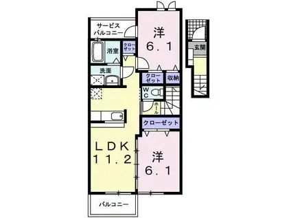 ラ コリーナ C(2LDK/2階)の間取り写真