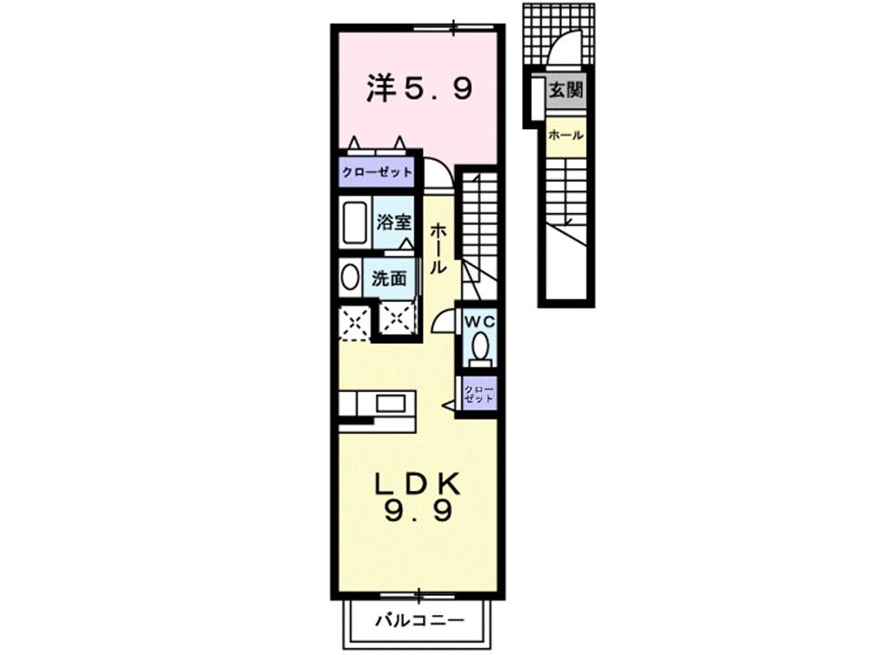 プラシード(1LDK/2階)の間取り写真