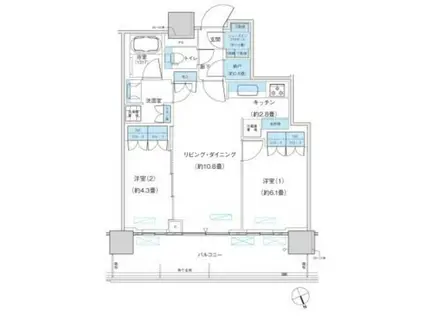 パークシティ柏の葉キャンパス ザ・ゲート(2LDK/22階)の間取り写真
