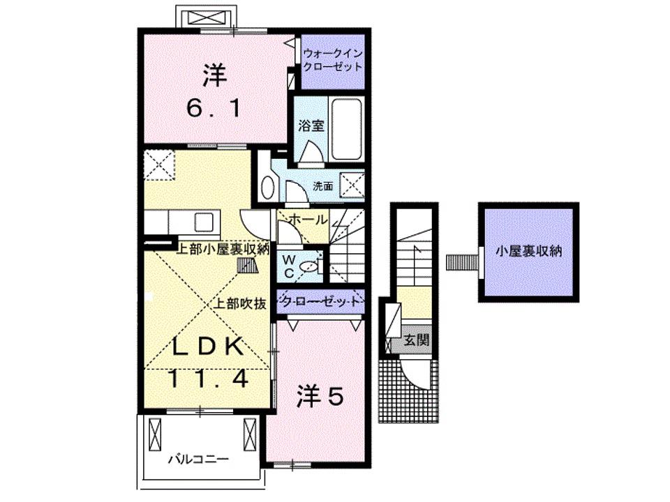 エレガンシア ブローテ B(2LDK/2階)の間取り写真