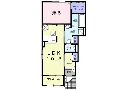 パラボリカⅡ(1LDK/1階)の間取り写真