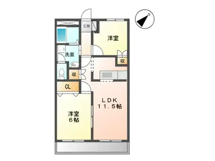 ロイヤルヒルズ(2LDK/4階)の間取り写真