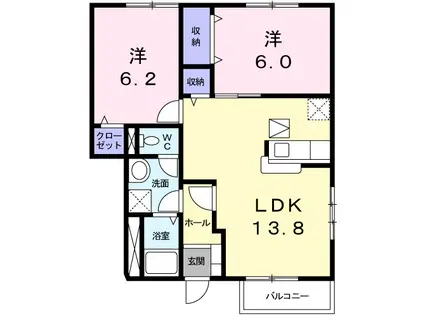 プリマヴェラ(2LDK/1階)の間取り写真