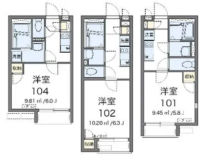 レオネクストT&EDWARD(1K/1階)の間取り写真