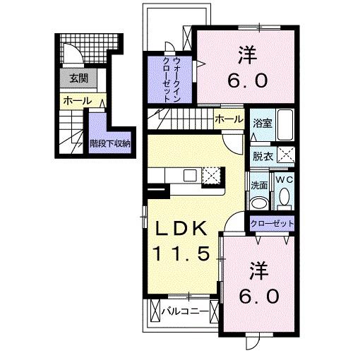 ファインロイテⅣ(2LDK/2階)の間取り写真