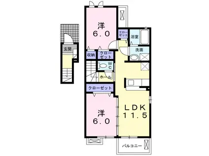 ソル・レヴェンテⅡ(2LDK/2階)の間取り写真