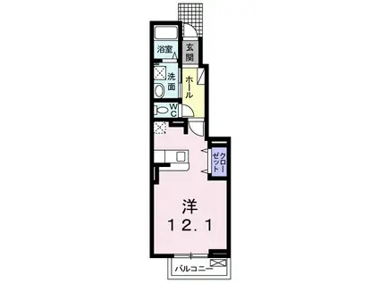 デイジーヒルズ2(ワンルーム/1階)の間取り写真