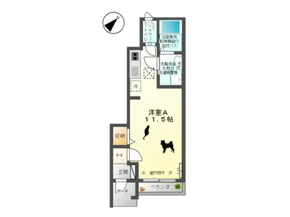 クレディール(1K/1階)の間取り写真