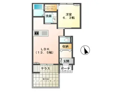 シャトー マリアージュ(1LDK/1階)の間取り写真