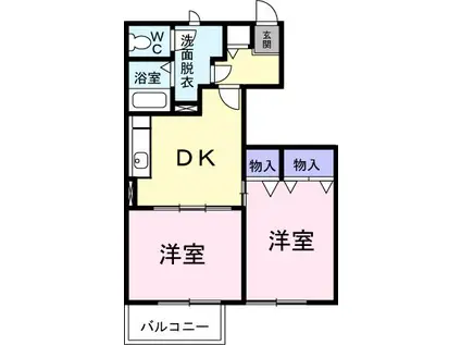 スプリングウィンドⅡ(2DK/1階)の間取り写真