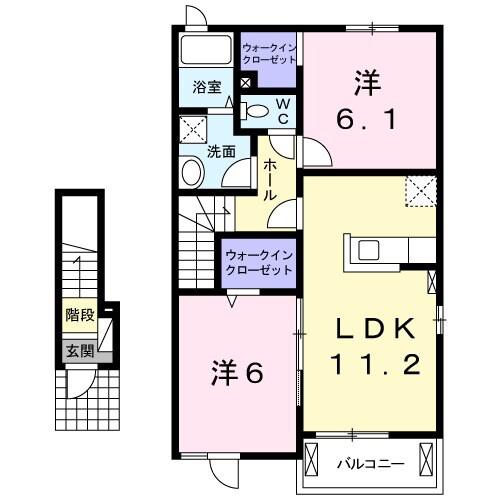 エトワールⅡ(2LDK/2階)の間取り写真