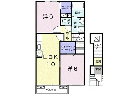 フローラ東雲2B(2LDK/2階)の間取り写真