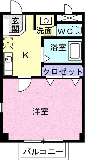 エスポアール宿(1K/1階)の間取り写真