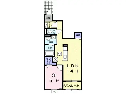 アリエッタ(1LDK/1階)の間取り写真
