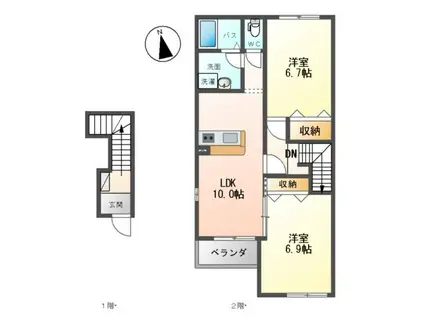 スターブルKIY(2LDK/2階)の間取り写真