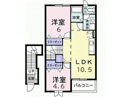 プリマベーラB(2LDK/2階)の間取り写真