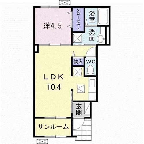 アバンツァートⅡ(1LDK/1階)の間取り写真