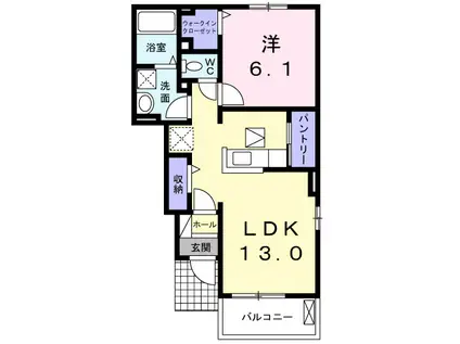 プルミエール Ⅱ(1LDK/1階)の間取り写真