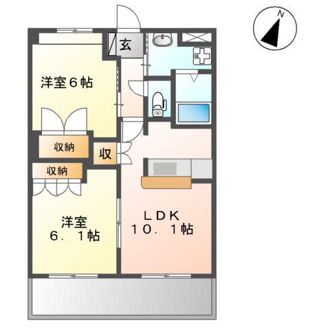 メトロイドⅡ(2LDK/3階)の間取り写真