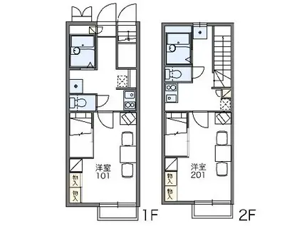 レオパレススカースデール(1K/2階)の間取り写真