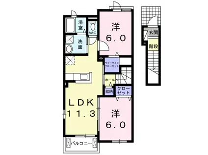カーサ・ドマーニⅢ(2LDK/2階)の間取り写真
