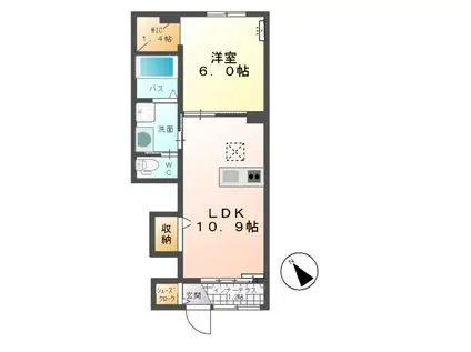 ヴィラ 桜(1LDK/1階)の間取り写真