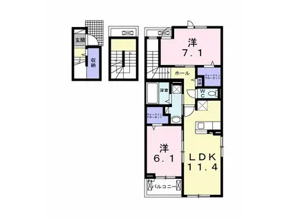 ベルウッド Ⅰ(2LDK/3階)の間取り写真