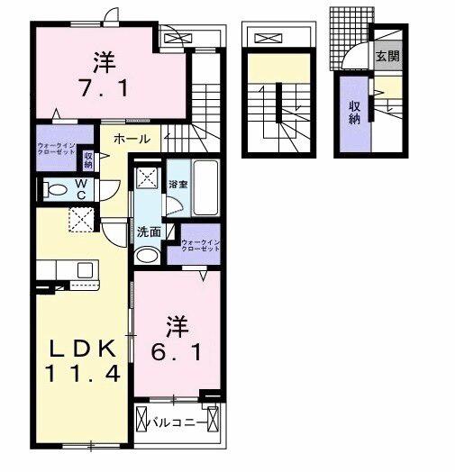 ベルウッド Ⅰ(2LDK/3階)の間取り写真