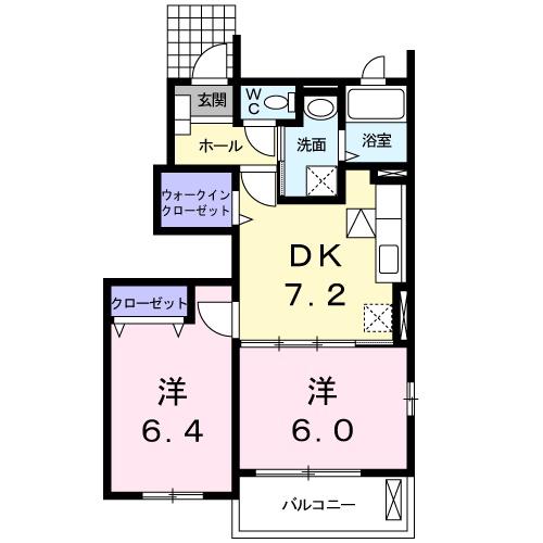 フォーエヴァ-2(2DK/1階)の間取り写真