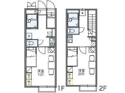 レオパレスル・ポンビアン(1K/1階)の間取り写真