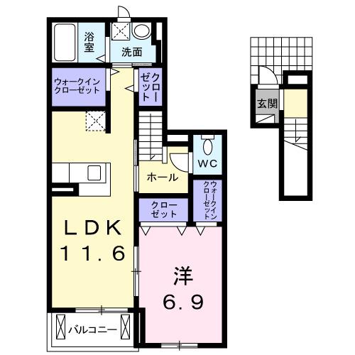 ウルルOHIWA(1LDK/2階)の間取り写真