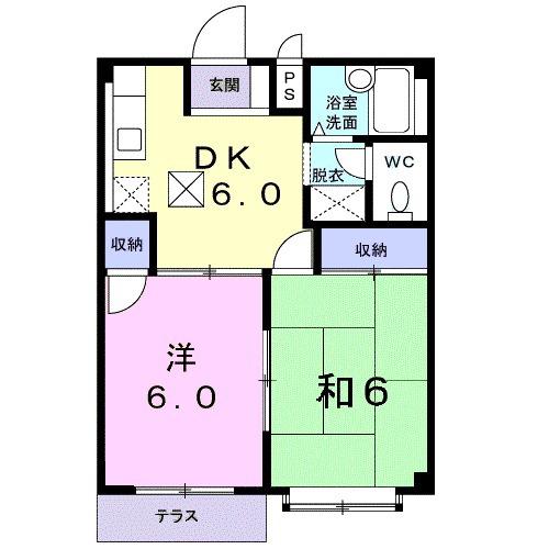 コーポアミーゴ(2DK/1階)の間取り写真