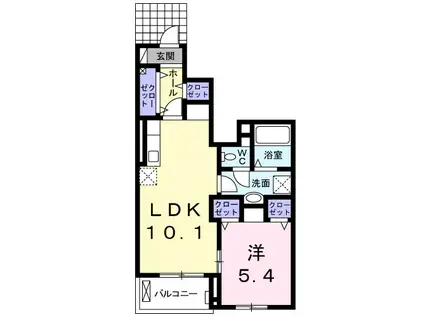 ベル・ソレイユK(1LDK/1階)の間取り写真