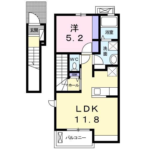 メゾン コリーヌ(1LDK/2階)の間取り写真