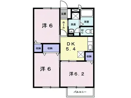 リバティヒルズA(3DK/2階)の間取り写真