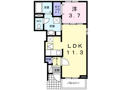 アンジュⅡ(1LDK/1階)の間取り写真