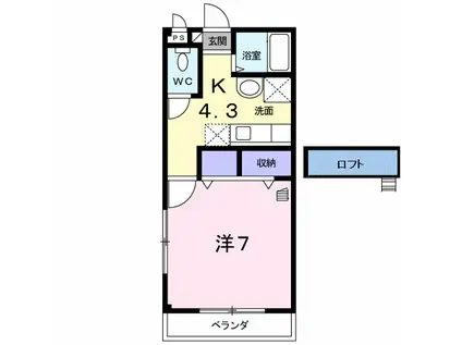 アゼリア HAGA B(1K/2階)の間取り写真