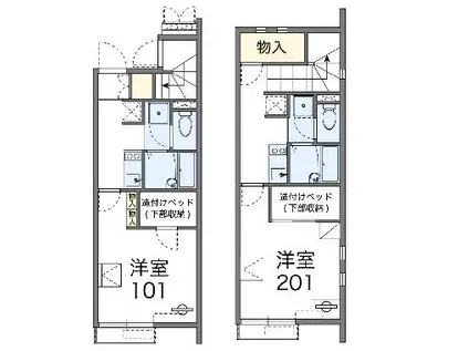 レオネクスト向山(1K/2階)の間取り写真