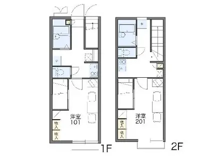 レオパレス喜楽来(1K/1階)の間取り写真