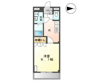 エルヴェ東小向Ⅱ(1K/2階)の間取り写真