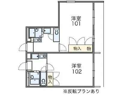 レオパレスFLORIA(1K/2階)の間取り写真