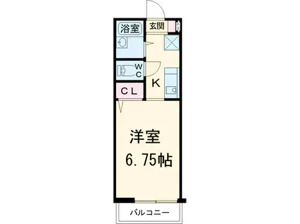 カーサホワイト(1K/2階)の間取り写真